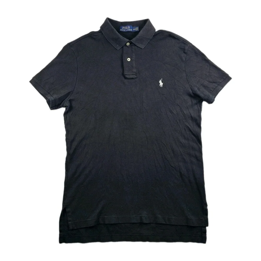 Polo Ralph Lauren Shirt Mens Medium Cotton Black White Embroidered Pony